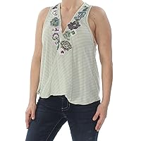 Free People Womens Frida Embroidered Faux-Wrap Tank Top