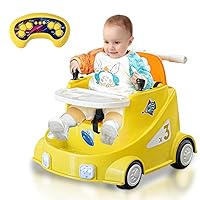 Electric Car for Kids, Baby Bumper Car with 2 Driving Modes (Joystick/Remote Control), 360° Rotating Remote Control Car for Toddlers with Music and Lights, Suitable for Children Aged 1-3 Year (Yellow)