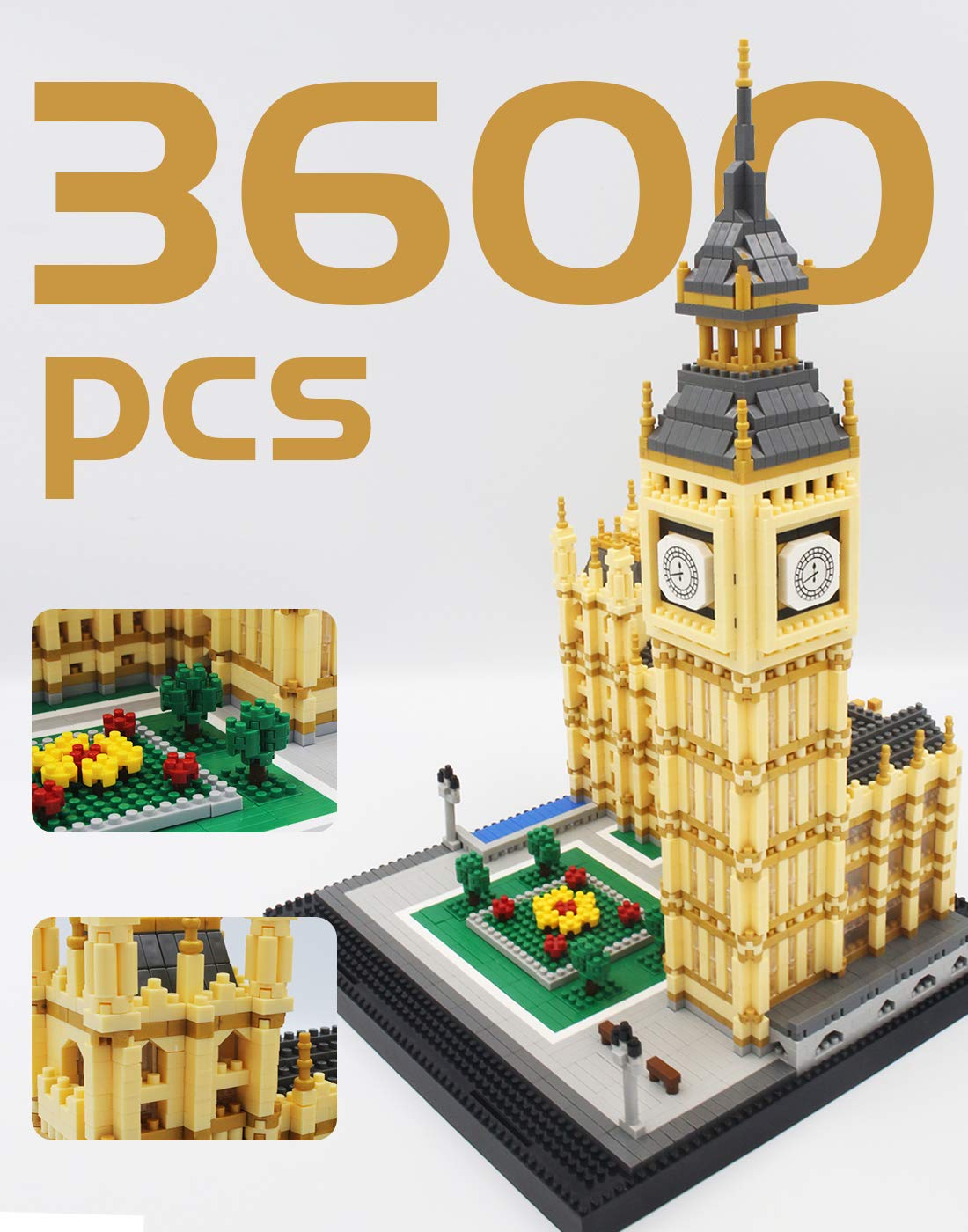 dOvOb Real Big Ben Micro Building Blocks Set (3600PCS) - World Famous Architectural Model Toys Gifts for Kid and Adult