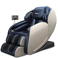 Real Relax Massage Chair, Full Body Zero Gravity SL-Track Shiatsu Massage Recliner Chair with Heat Body Scan Bluetooth Foot Roller APP Control, Favor-06 Blue