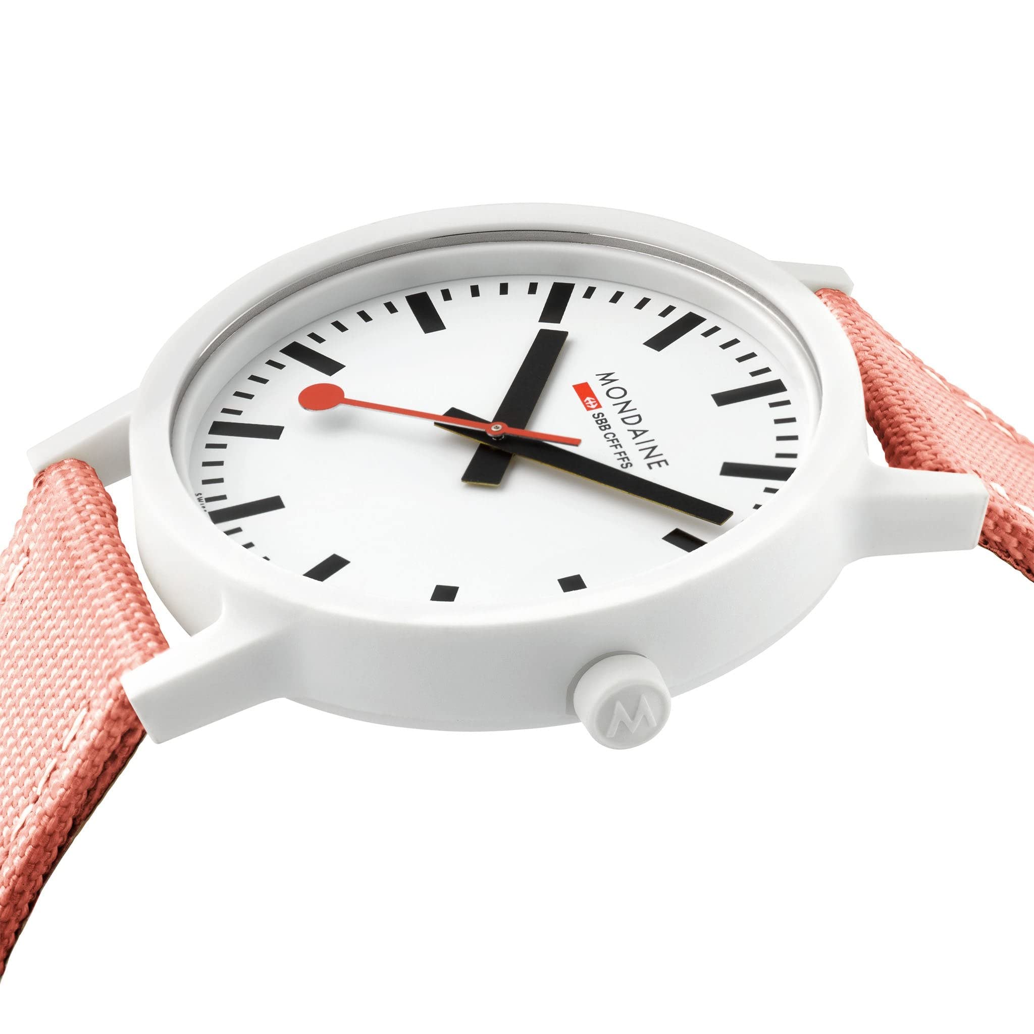 Mondaine Official Swiss Railways Watch Essence | White/Pink Suede