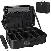 Makeup Case Large Makeup Bag Professional Train Case 16.5 inches Travel Cosmetic Organizer Brush Holder Waterproof Makeup Artist Storage Box, 3 Layer Large Capacity, with Adjustable Strap