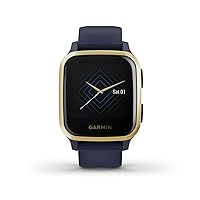 Garmin Venu Sq Music, GPS Smartwatch with Bright Touchscreen Display, Features Music and Up to 6 Days of Battery Life, Light Gold and Navy Blue