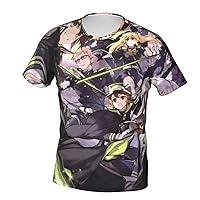 Anime T Shirts Seraph of The End Man's Summer Cotton Tee Crew Neck Short Sleeve Tees