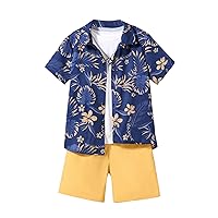 SOLY HUX Boy's Clothing Sets Tropical Print Short Sleeve Shirt and Shorts Set 2 Piece Outfits