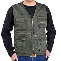 Men's Casual Outdoor Work Safari Fishing Travel Photo Cargo Vest Jacket Multi Pockets