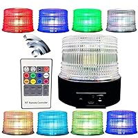 Battery LED Strobe Light, Rechargeable Magnetic Flashing Emergency Warning Beacon,8 Color Remote Control, Univisal for Vehicles