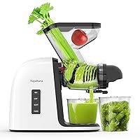 Cold Press Juicer, Slow Masticating, High-Yield Juice Extractor Maker, Wide Dual-Feed, Anti-Clog Reverse Function, Easy Clean for Fruits, Veggies, Wheatgrass & Celery, White