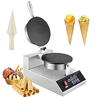 Digital Ice Cream Cone Machine 1200W Commercial Waffle Cone Maker 110V Stainless Steel Nonstick Surface for Kitchen