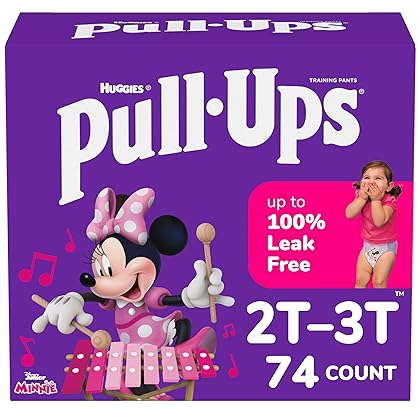 Pull-Ups Girls' Potty Training Pants, Size 2T-3T Training Underwear (16-34 lbs), 74 Count