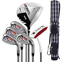 Golf Clubs, Golf Men's Set of 4, Ultra Light Graphite Carbon Steel Shaft, Beginners Practice Poles Full Set of Equipment with Standard Ball Bag