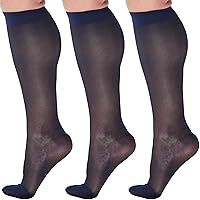 (3 Pairs) Made in USA - Medical Sheer Compression Socks for Women Circulation 15-20mmHg