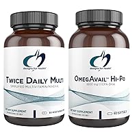 Designs for Health Fish Oil + Multivitamin Bundle - OmegAvail Hi-Po (60 Softgels) EPA DHA TG Omega-3 with Twice Daily Multi (60 Capsules) Premium Multivitamin/Mineral with Active B Vitamins