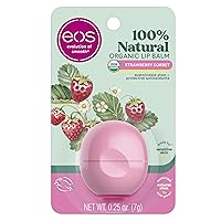 100% Natural & Organic Lip Balm- Strawberry Sorbet, All-Day Moisture, Dermatologist Recommended for Sensitive Skin, Lip Care Products, 0.25 oz