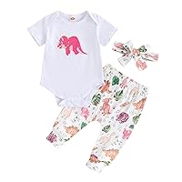 Infant Baby Boy Girl Clothes Short Sleeve Dinosaur Print Romper Bodysuit Long Pants Set Newborn Coming Home Outfit