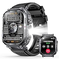 3ATM Waterproof Smart Watch with LED Flashlight Military Smart Watch for Men(Answer/Dial Call) Tactical Smartwatch with Compass 2.02