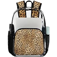 Animal Leopard Print（001） Clear Backpack Heavy Duty Transparent Bookbag for Women Men See Through PVC Backpack for Security, Work, Sports, Stadium