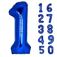 40 Inch Giant Navy Blue Number 1 Balloon, Helium Mylar Foil Number Balloons for Birthday Party, 1st Birthday Decorations for Kids, Anniversary Party Decorations Supplies (Navy Blue Number 1)