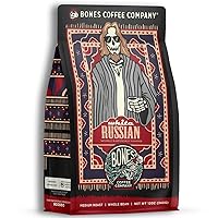 Bones Coffee Company White Russian Flavored Whole Coffee Beans | 12 oz Gourmet Flavored Coffee Gifts Cream & Cocktail | Medium Roast Low Acid Coffee (Whole Bean)