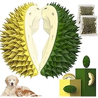 Durian Multifunctional Toys, Durian Cat Scratcher, Cat Durian Shell, Massaging and Removing Floating Hair Cat Dog Mint Toys, Self-Adhesive Cute Durian Shape Grooming Massage Brush (2 PCS)