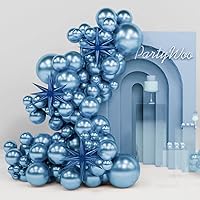 PartyWoo Metallic Light Blue Balloons, 110 pcs 22 Inch Star Balloons and Blue Balloons Different Sizes Pack of 18 Inch 12 Inch 10 Inch 5 Inch for Balloon Garland or Balloon Arch as Party Decorations