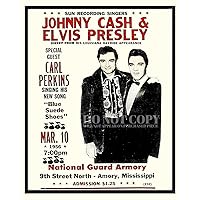 Elvis Presley and Johnny Cash Poster 11 X 14 Inches - Magnificent Live Concert Artwork - Louisiana Hayride - Historic Performance - Sun Records - Rare Art Print