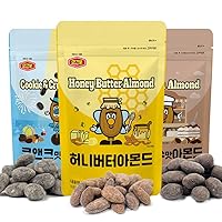 Flavored Almonds 3 Pack - Tiramisu, Cookies and Cream, Honey Butter Almond, Korean Snacks, Korean Almonds, Great Snacking for Kids, Adults, Office Snacks