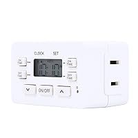 UltraPro Indoor Digital Timer 24 Hour Cycle, 1 Polarized Outlet Timer, 2 Personal ON/OFF Settings, Override Switch, Plug Timer, Ideal for Lamps, Seasonal Lights, Small Appliances, Aquarium, LED, 45184