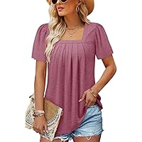 BETTE BOUTIK summer outfits women summer tops tunic tops for women Shirts Short Sleeve Dark Pink X-Large