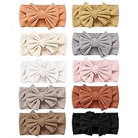 Pack of 10, Baby Girls Headbands with Bows Handmade Hair Accessories Stretchy Hairbands for Newborn Infant Toddler