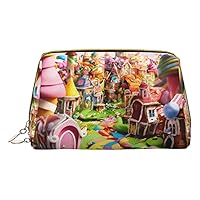 Candy Land Print Leather Makeup Bag Small Travel Cosmetic Bag For Women,Cosmetic Organizer Makeup Pouch For Purse