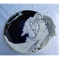 Vintage 3-Dimensional Pottery Angel Collector Plate/Bowl Made in USA by Flat Earth Clay Works Pottery/Michael Shlyer