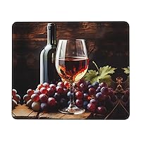 Art Red Wine Galsses & Grapes Print Mouse Pad 7.9 x 9.5 in Non Slip Rubber Base Mousepad Cute Gaming Mouse Mat for Office Laptop Computer