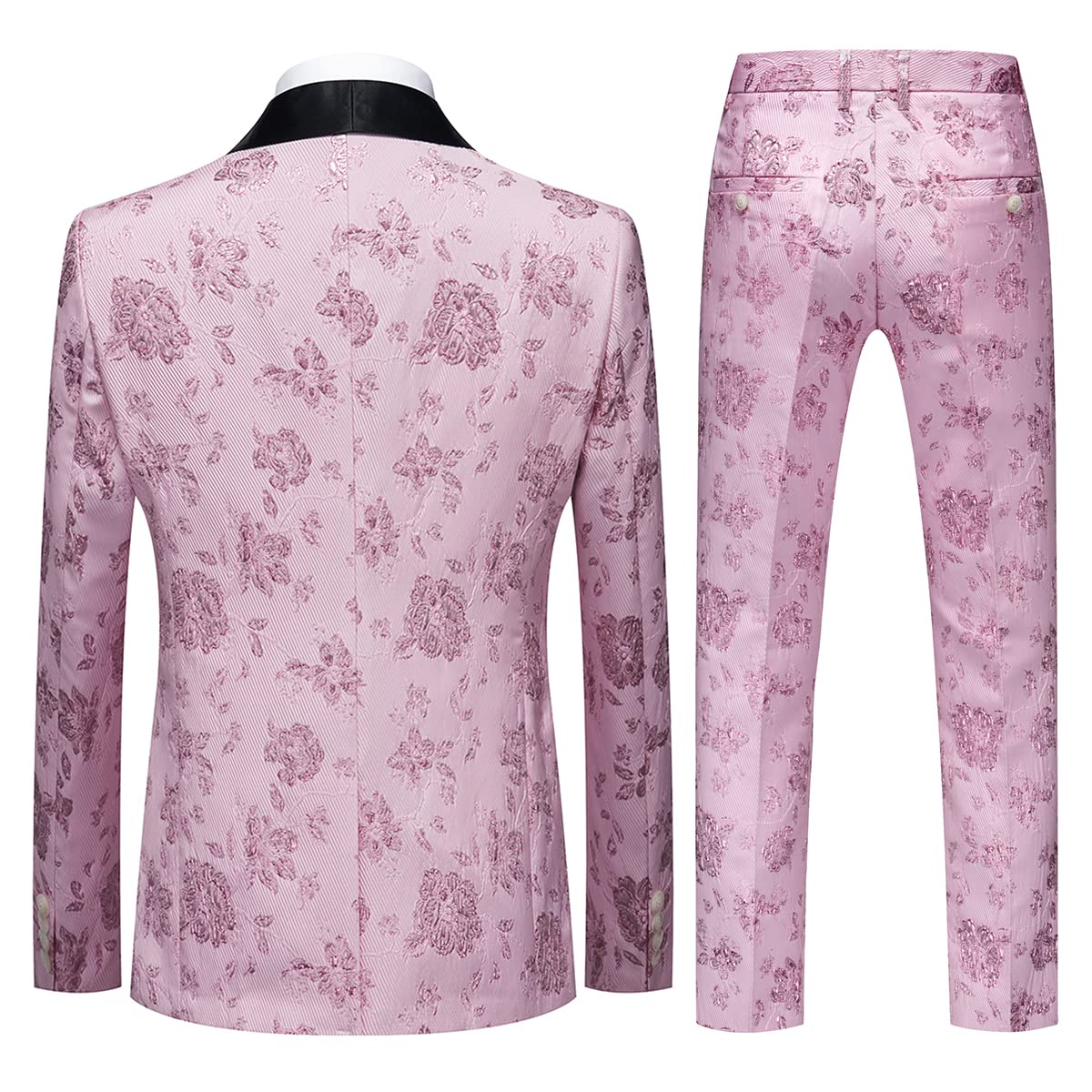 Tuxedo Suits for Men 3 Piece Regular Fit Suit Floral Pattern Blazer Jacket Waistcoat Pants Men Suit Set for Wedding