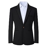 Knit Blazer Men Business One Button Suit Jacket Regular fit Casual Sport Coat Mens Blazer