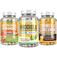 Advanced Mood & Mind Health Bundle – Rhodiola, Liposomal Vitamin C, Turmeric Curcumin, with Ascorbyl Palmitate, Ginger, High Potency Formula, Immune Support, Clarity, Concentration, Energy, Joint