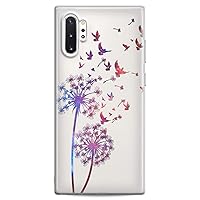 Case Compatible with Samsung S23 S22 Plus S21 FE Ultra S20+ S10 Note 20 5G S10e S9 Birds Floral Dandelion Cute Plant Slim fit Design Purple Abstract Nature Flexible Silicone Woman Clear Print