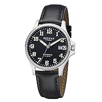 Regent Men's Analogue Quartz Watch with Leather Strap 11110899, black, Strap.