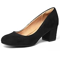 mysoft Women's Pumps Low Chunky Block Heel Round Toe Comfortable Dress Shoes