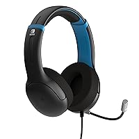 PDP Gaming AIRLITE Stereo Headset with Mic for Nintendo Switch/Lite/OLED - Wired Power Noise Cancelling Microphone, Lightweight, Soft Comfort On Ear Headphones (Moonlight Black/Blue)