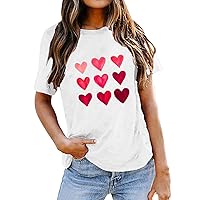 XJYIOEWT Shirts for Teens Women Fashion Casual Top Shirt Short Sleeve Printed Round Neck Elegant Loose Soft Top Womens
