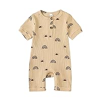 Baby Boy Outfits Playsuits Clothes Short Sleeved Jumpsuit Rainbow Print Jumpsuit Summer Suit 3 6 12 Vest 18 Month Girl