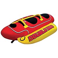 Double Dog Towable 1-2 Rider Tube for Boating and Water Sports, Double-Stitched Full Nylon Cover, EVA Padding & Padded Handles for Comfort
