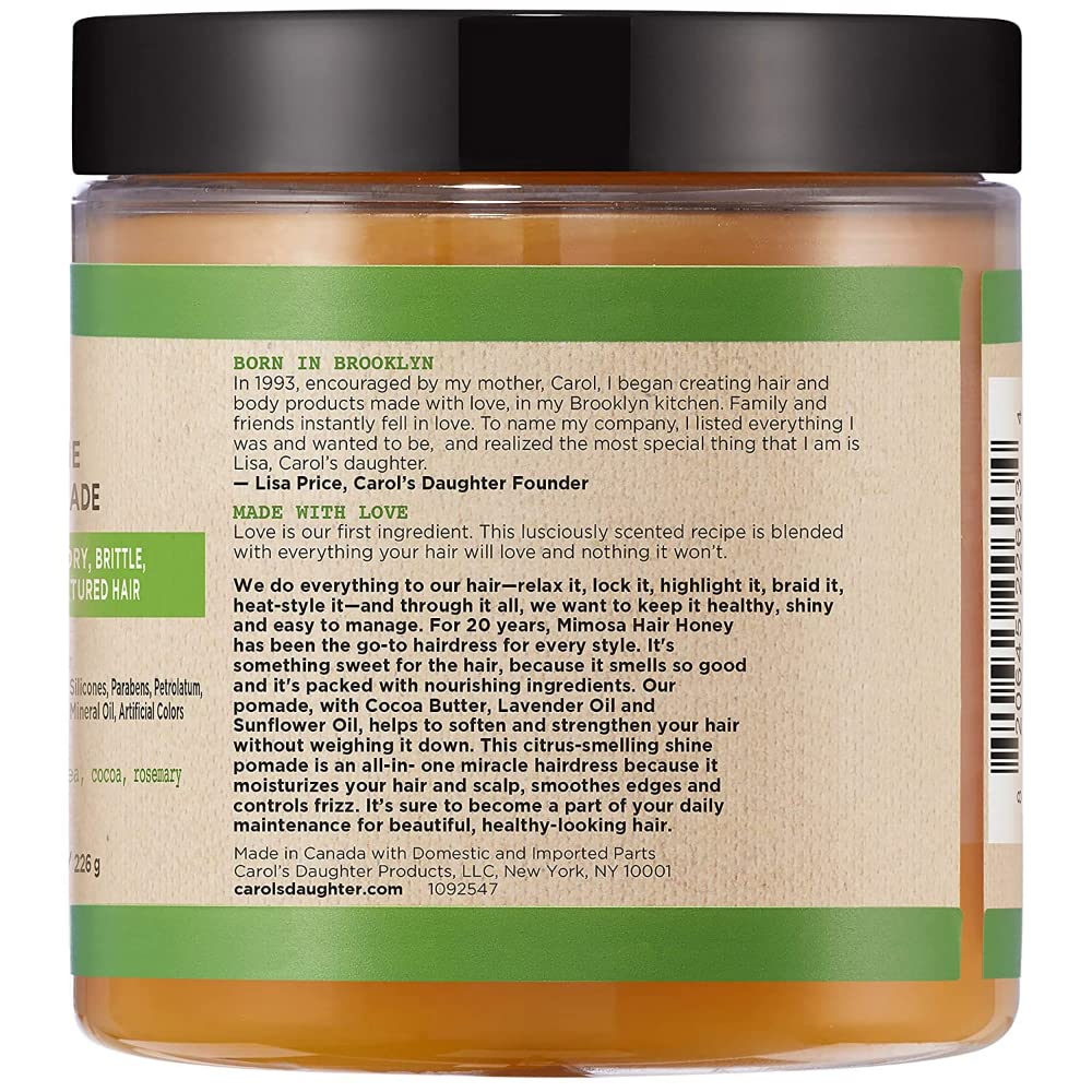 Carol's Daughter Mimosa Hair Honey Shine Pomade for Textured and Curly Hair - with Shea Butter & Rosemary Oil, 8 fl oz