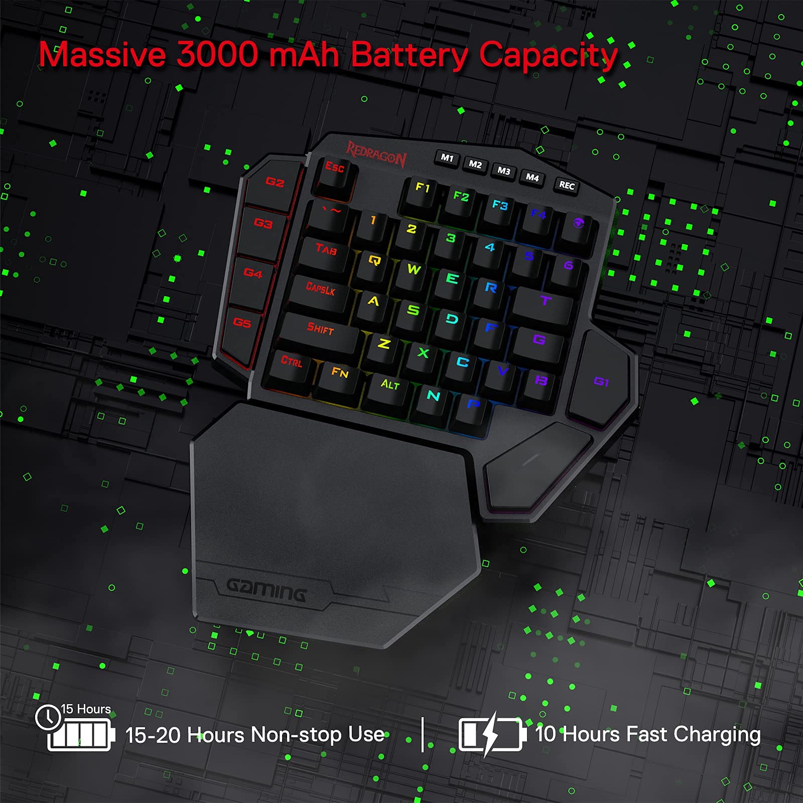 Redragon M908 RGB Mouse K585 Wireless Half Keyboard Bundle