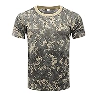 Men's Big and Tall Hunting Tees Quick Dry Military Camouflage Sports T-Shirt Vintage Short Sleeve Round Neck Fitness Shirts