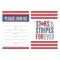 Canopy Street Patriotic 4th Of July Party Invitation / 25 Fill in the Blank Red White Blue Themed Event Invites With Envelopes / 5