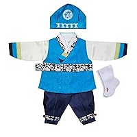 Korean Traditional Clothing Hanbok Boy Baby 1 Age First Birthday Dol Party Celebrations Blue OSBB02