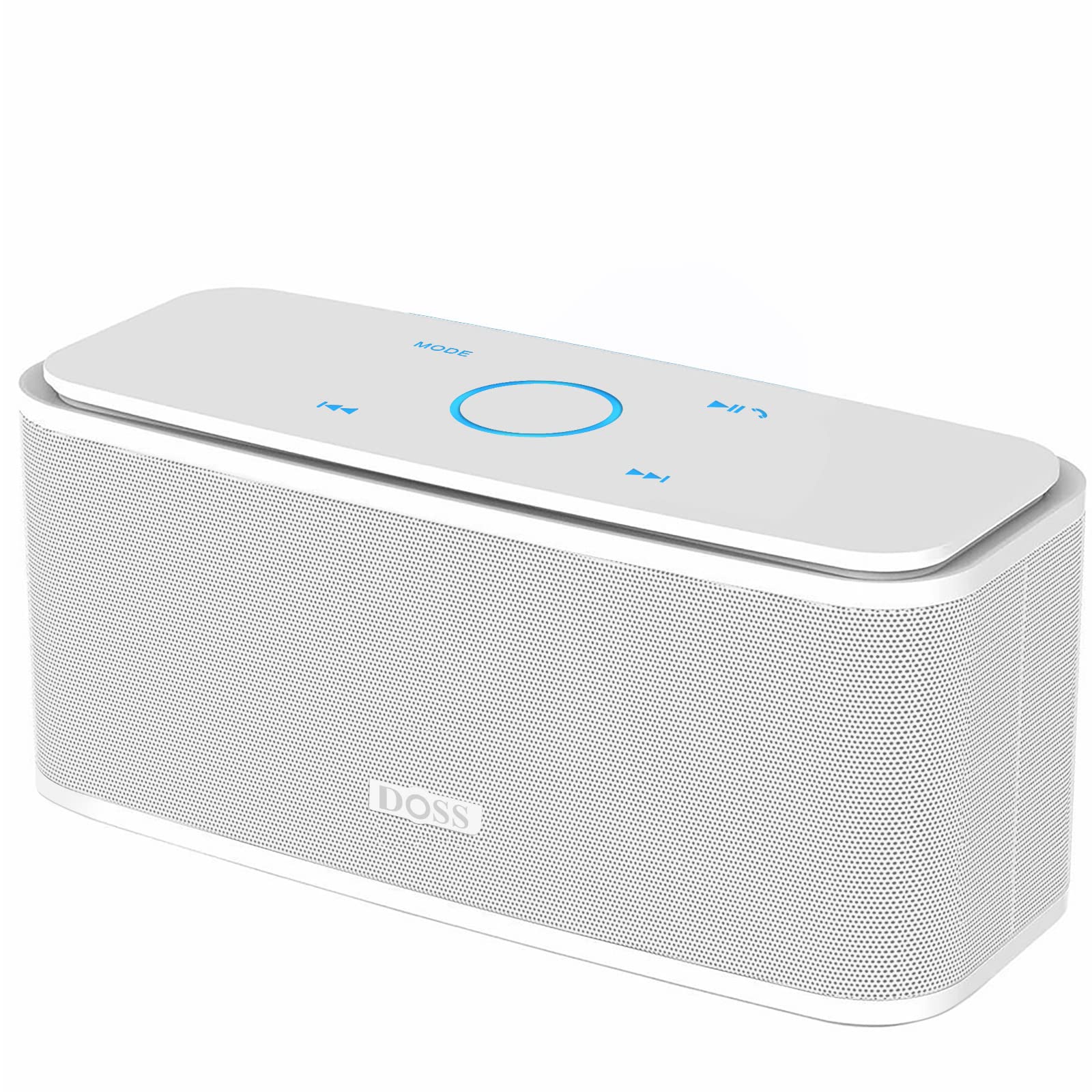 DOSS Bluetooth Speaker, SoundBox Touch Portable Wireless Speaker with 12W HD Sound and Bass, IPX5 Water-Resistant, 20H Playtime, Touch Control, Handsfree, Speaker for Home, Outdoor, Travel-White