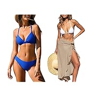 CUPSHE Women's Bikini Set with Sarong Coverup Wraps